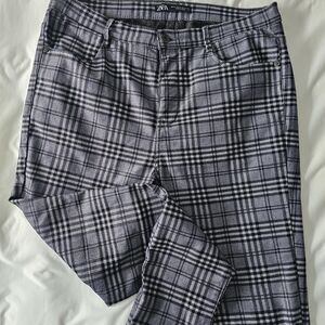 Zara Plaid Pants in Gray and Black